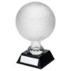 Picture of Clear Glass Golf Ball On Black Base With Plate - (4" Dia) 6.5in