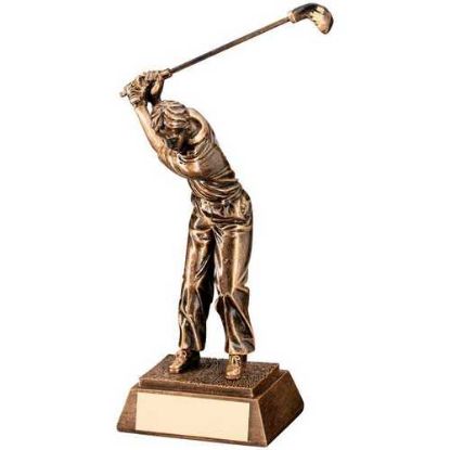 Picture of Brz|gold Resin Male Back Swing Golf With Plate - 8.25in