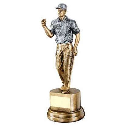 Picture of Brz|pew Male Clenched Fist Golfer With Plate - 8.25in