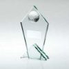 Picture of Jade Glass Pointed Plaque With Half Golf Ball And Plate - 5.75in