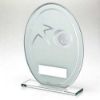 Picture of White|silver Printed Glass Oval With Golf Insert And Plate - 6.5in