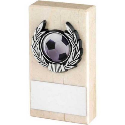 Picture of Cream Marble And Silver Trim Assembled Trophy (1in Centre) - 4 X 2in