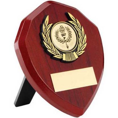 Picture of Rosewood Shield And Gold Trim Assembled Trophy (1in Centre)