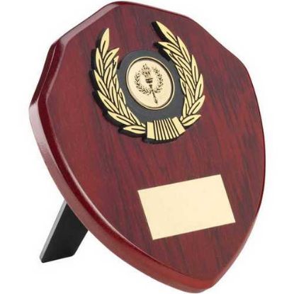 Picture of Rosewood Shield And Gold Trim Assembled Trophy (1in Centre)