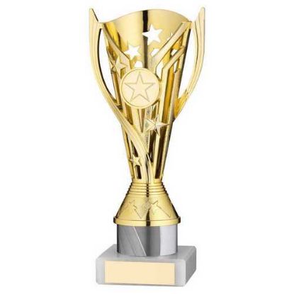 Picture of Gold|white Plastic Flash Cup Assembled On Marble (1in Cen) - 8in