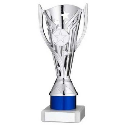 Picture of Silver|blue Plastic Flash Cup Assembled On Marble (1in Cen) - 8in