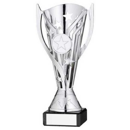 Picture of Silver Plastic Flash Cup On Black Marble Assembled Trophy (1" Cen) - 6.75in
