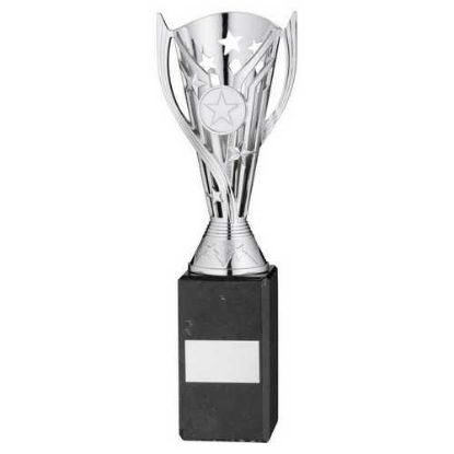 Picture of Silver Plastic Flash Cup On Black Marble Assembled Trophy (1" Cen) - 10in