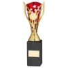 Picture of Gold|red Plastic Flash Cup On Black Marble Assembled Trophy (1" Cen) - 10in