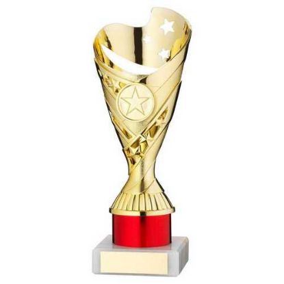 Picture of Gold|red Plastic Sabre Cup Assembled On Marble (1in Cen) - 8in