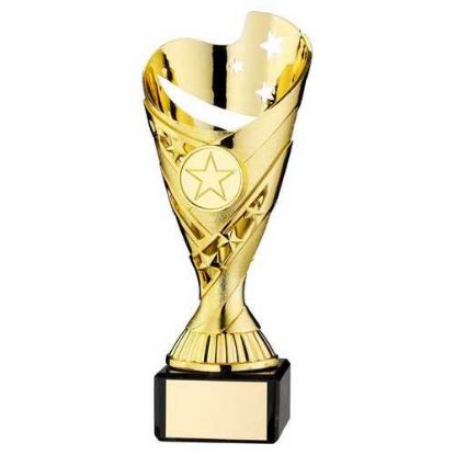 Picture of Gold Plastic Sabre Cup On Black Marble Assembled Trophy (1" Cen) - 7.25in
