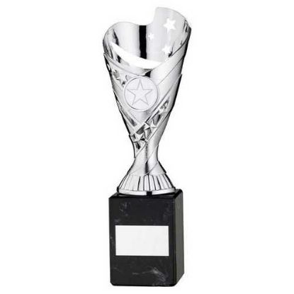 Picture of Silver Plastic Sabre Cup On Black Marble Assembled Trophy (1" Cen) - 9in