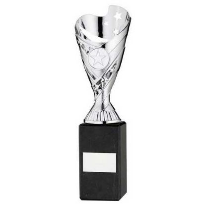 Picture of Silver Plastic Sabre Cup On Black Marble Assembled Trophy (1" Cen) - 10in