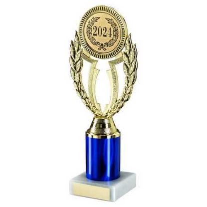 Picture of Gold~blue Wreath Holder Assembled On Marble