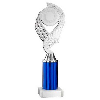 Picture of Silver|blue Olympic Holder Assembled On Marble - (2" Cen|3" Tube) 10in