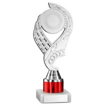 Picture of Silver|red Olympic Holder Assembled On Marble - (2" Cen|1" Tube) 8in
