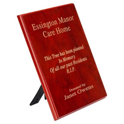 Picture of Rosewood Finish Plaque Fitted With Plastic Strut (Portrait)