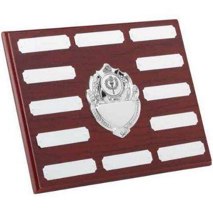 Picture of Rosewood Plaque With Chrome Fronts And Plates (1in Cen) 12 Plates