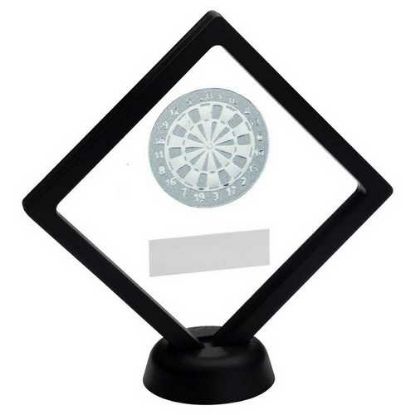Picture of Black~clear Plastic Box With Darts Insert Trophy Silver