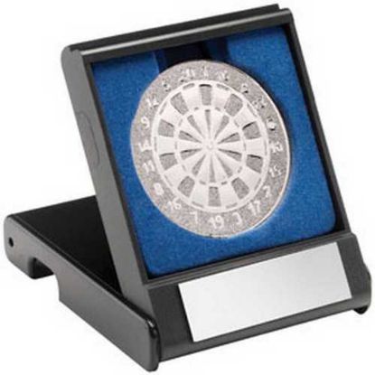 Picture of Black Plastic Box With Darts Insert Trophy Silver