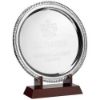 Picture of Silver Plated Rope Salver On Large Wooden Stand - (8" Salver) 9.5in