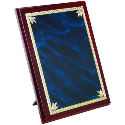 Picture of Rosewood Plaque With Blue~gold Aluminium Front