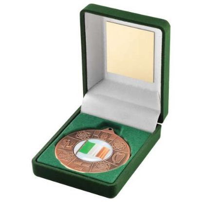 Picture of Green Velvet Box And 50mm Medal Four Provinces Trophy (1in Cen) Bronze