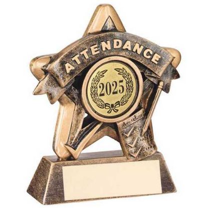 Picture of Brz~gold Mini Star Attendance With Plate (1in Centre)