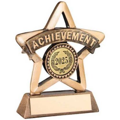 Picture of Brz|gold Resin Achievement Mini Star With Plate (1in Centre) - 3.75in