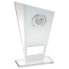 Picture of White|silver Printed Glass Plaque With Quiz Insert With Plate - 6.5in
