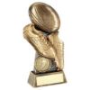 Picture of Brz|gold|pew Flatback Rugby Ball & Boots On Riser With Plate (1in Cen) - 5.75"