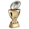 Picture of Brz|pew|gold Rugby Ball On Cup Riser With Plate (1in Centre) - 6in