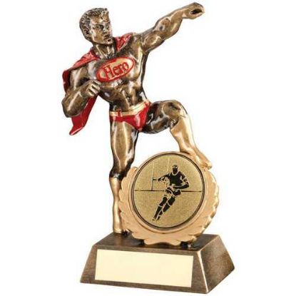 Picture of Brz~gold~red Resin Generic Hero Award With Rugby Insert And Plate