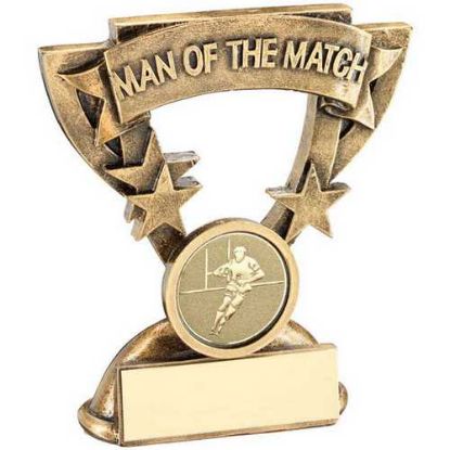 Picture of Brz~gold Man Of The Match Mini Cup With Rugby Insert And Plate