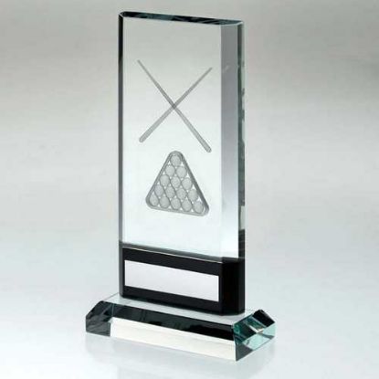 Picture of Clear~black Glass With Lasered Pool~snooker Image And Plate (15mm Thick)