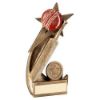 Picture of Brz|gold|red Cricket Ball And Bat On Shooting Star With Plate (1in Cen) - 5.5in