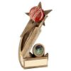 Picture of Brz|gold|red Cricket Ball And Bat On Shooting Star With Plate (1in Cen) - 5.5in