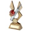 Picture of Brz|pew|red Cricket Ball And Bat On Pointed Backdrop With Plate (1in Cen) - 6in