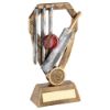 Picture of Brz|Pew|Gold Cricket Bat With Ball & Stumps On Diamond With Plate (1" Cen) - 8"
