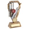 Picture of Brz|Pew|Gold Cricket Bat With Ball & Stumps On Diamond With Plate (1" Cen) - 8"