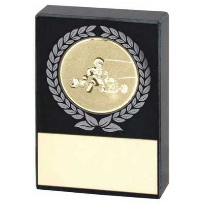 Picture of Black Marble With Silv~gold Wreath, Motor Sport Insert And Plate