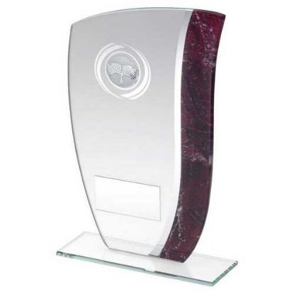 Picture of Jade Glass Claret~silver Marble Detail With Motor Sport Insert And Plate