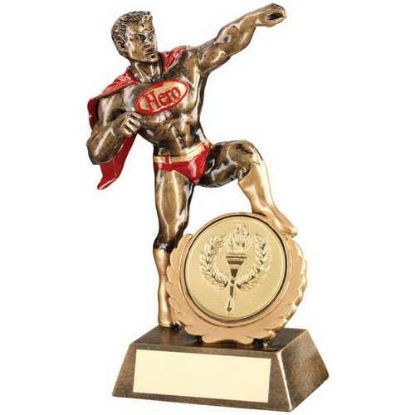 Picture of Brz~gold~red Resin Generic Hero With Plate    (2in Centre)