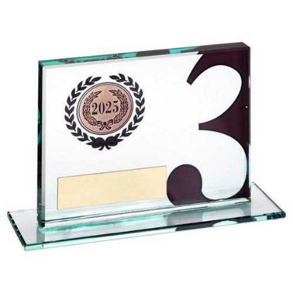 Picture of Jade Glass Plaque With Number And Plate (1in Centre) Bronze 3rd