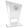 Picture of White|silver Printed Glass Plaque With Wreath With Plate - (1in Centre) 6.5in