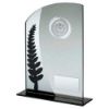 Picture of Jade Glass Plaque With Black|silver Detail With Plate (1in Centre) - 7.25in