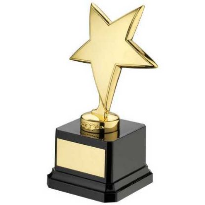 Picture of Gold Metal Star On Black Plastic Base Assembled Trophy - 6in