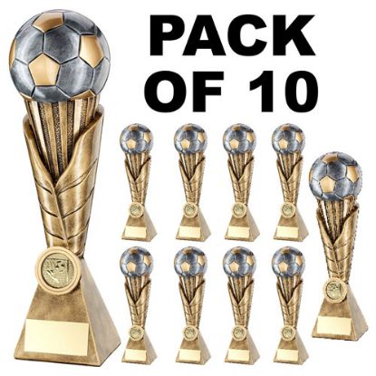 Picture of Pack Of 10 Football On Leaf Burst Column Trophy (1in Centre)