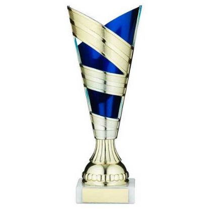 Picture of Gold~blue Plastic V Stem Trophy Cup