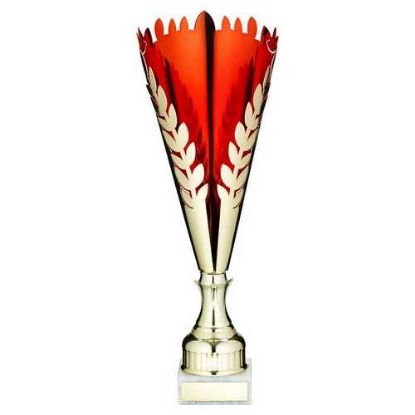Picture of Gold~red Metal Wreath Trophy Cup
